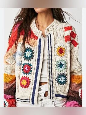 FREE PEOPLE X SAACHI CLEAR SKIES CARDI sweater M